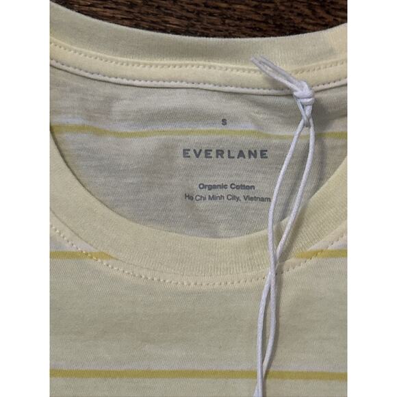 Everlane Womens Small Yellow Striped Organic Cotton Crewneck Tee T-Shirt NWT - Picture 7 of 9